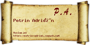 Petrin Adrián névjegykártya